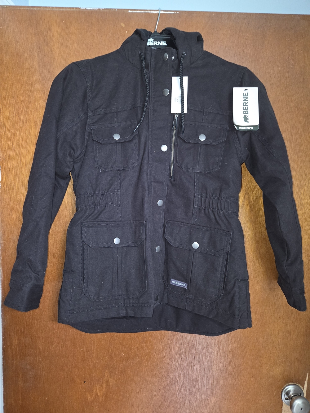 Berne Women's Black Utility Jacket - Hooded Field Coat